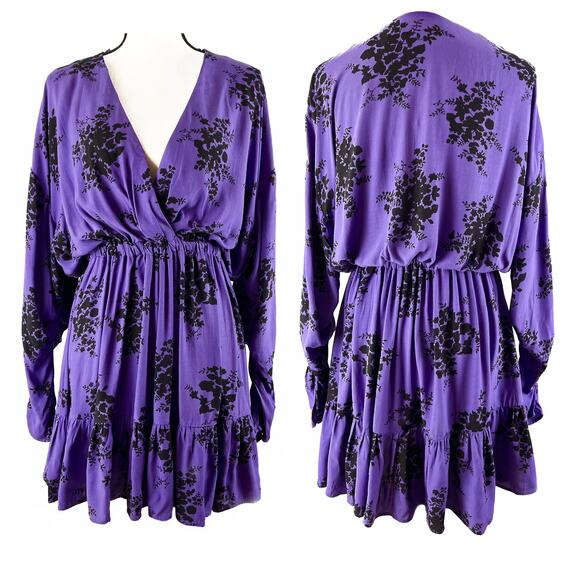 ZARA Purple Floral Mini Dress Size X-Small NWT - Picture 2 of 10